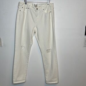 J. Crew White Distressed Straight Jeans